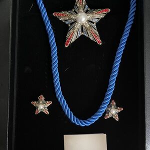 Heidi Daus Blue and Red Star Necklace